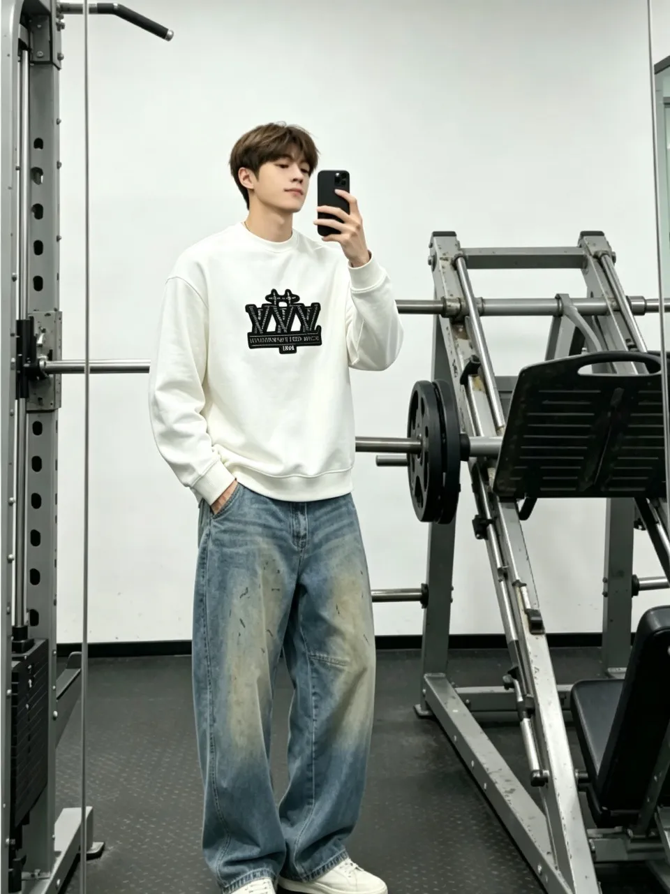 Louis Vuitton/Louis Vuitton beaded embroidered crew neck sweatshirt